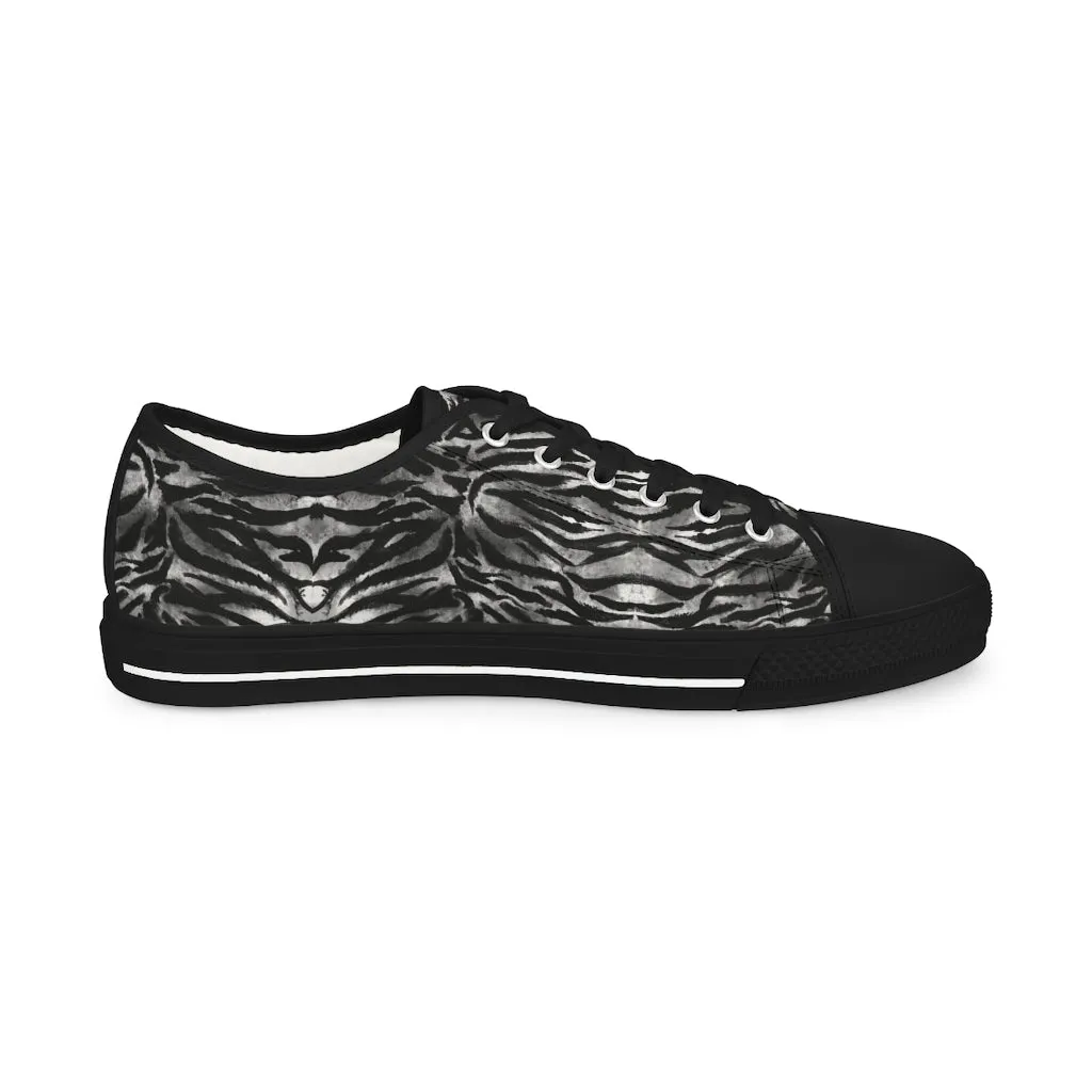 Grey Tiger Striped Men's Sneakers, Best Designer Animal Printed Men's Low Top Sneakers (US Size: 5-14)