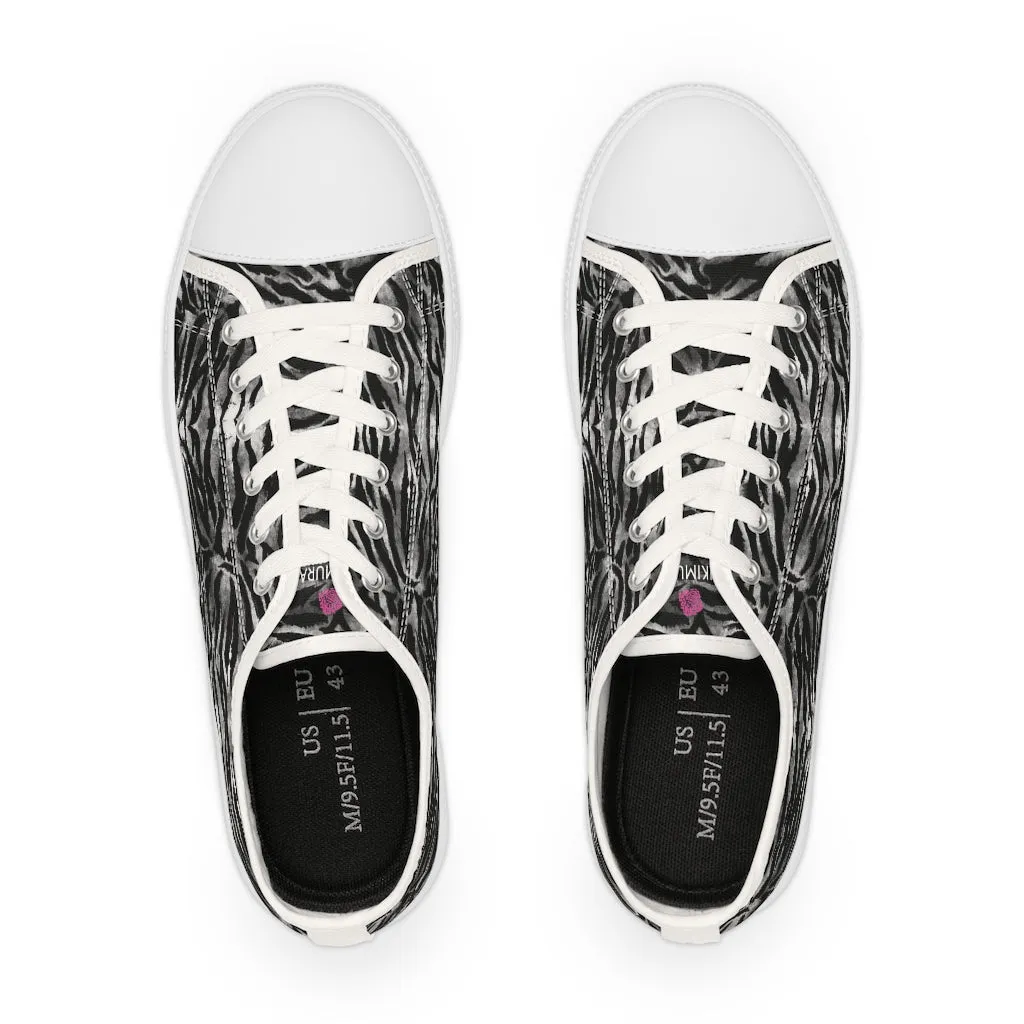 Grey Tiger Striped Men's Sneakers, Best Designer Animal Printed Men's Low Top Sneakers (US Size: 5-14)