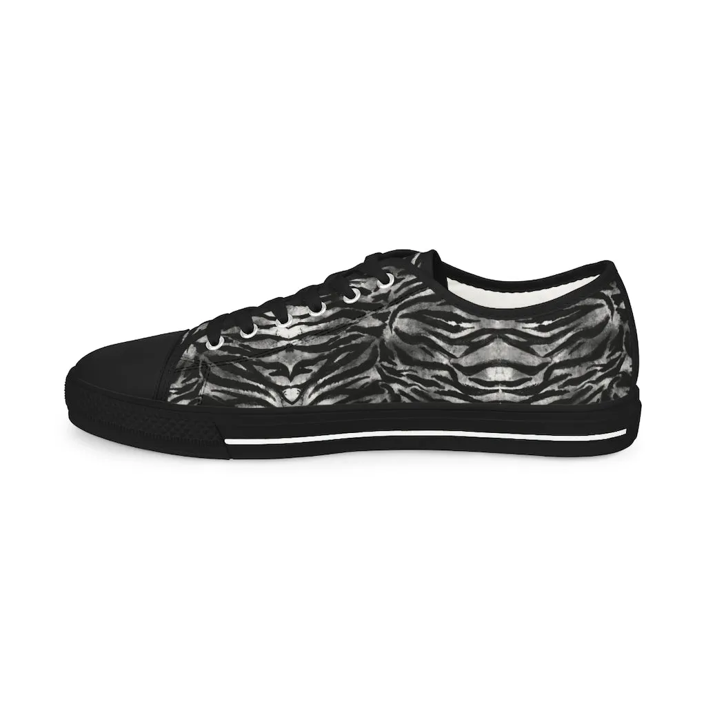 Grey Tiger Striped Men's Sneakers, Best Designer Animal Printed Men's Low Top Sneakers (US Size: 5-14)