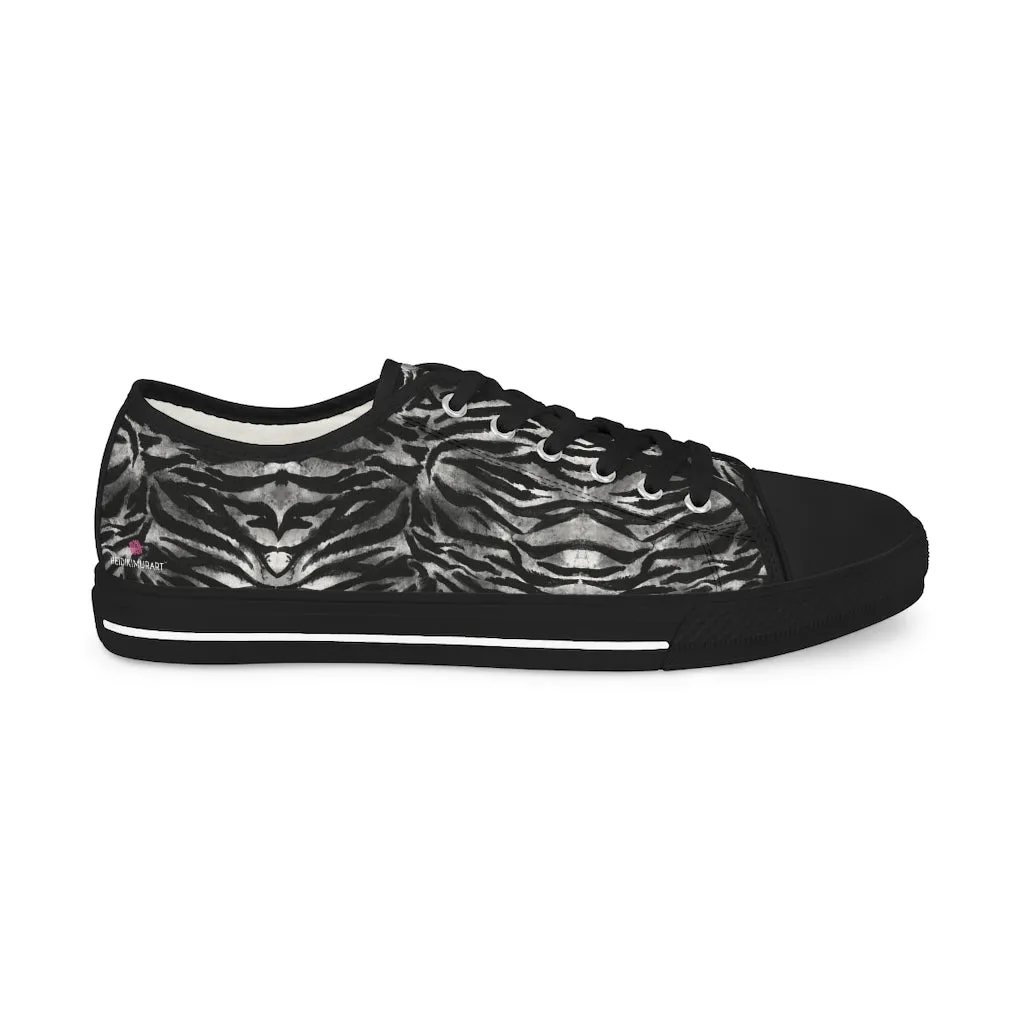 Grey Tiger Striped Men's Sneakers, Best Designer Animal Printed Men's Low Top Sneakers (US Size: 5-14)
