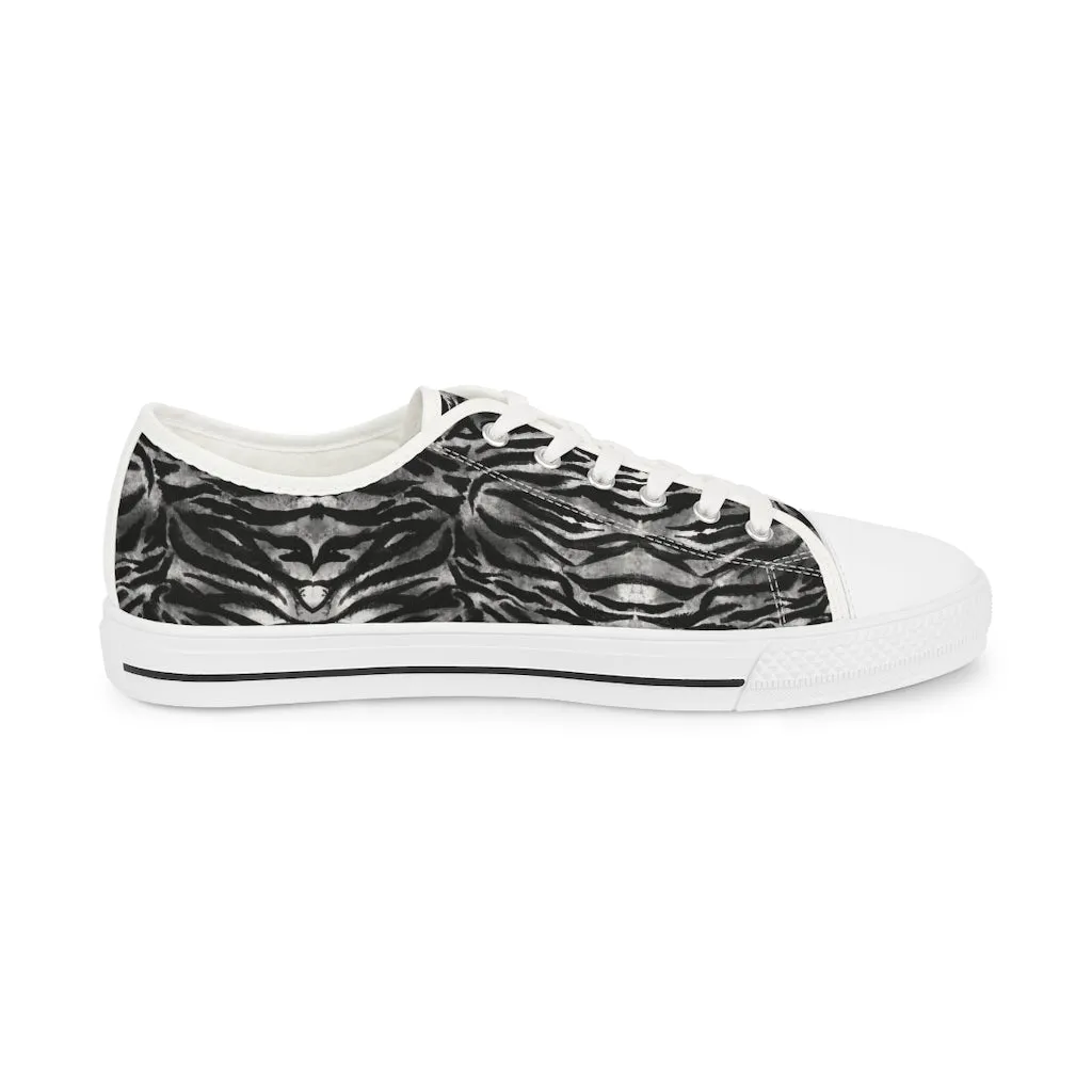 Grey Tiger Striped Men's Sneakers, Best Designer Animal Printed Men's Low Top Sneakers (US Size: 5-14)