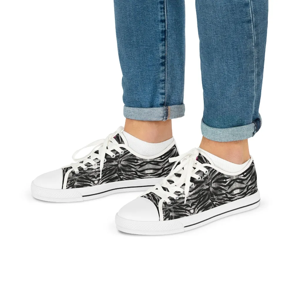 Grey Tiger Striped Men's Sneakers, Best Designer Animal Printed Men's Low Top Sneakers (US Size: 5-14)