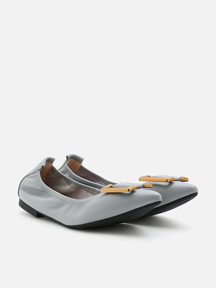 Harper Gold Buckled Pointed-Toe Flats