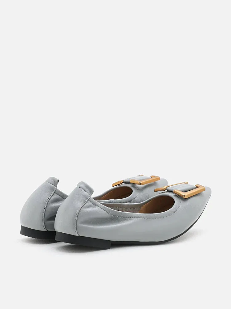 Harper Gold Buckled Pointed-Toe Flats