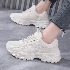 Hnzxzm New Sneakers Womens Thick Bottom Fashion Tennis Mesh Breathable Sneakers Casual Ladies Sport Shoes Comfortable Running Shoes