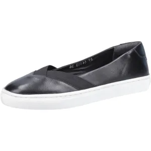 Hush Puppies Tiffany Black Ladies Smooth Leather Slip Ons