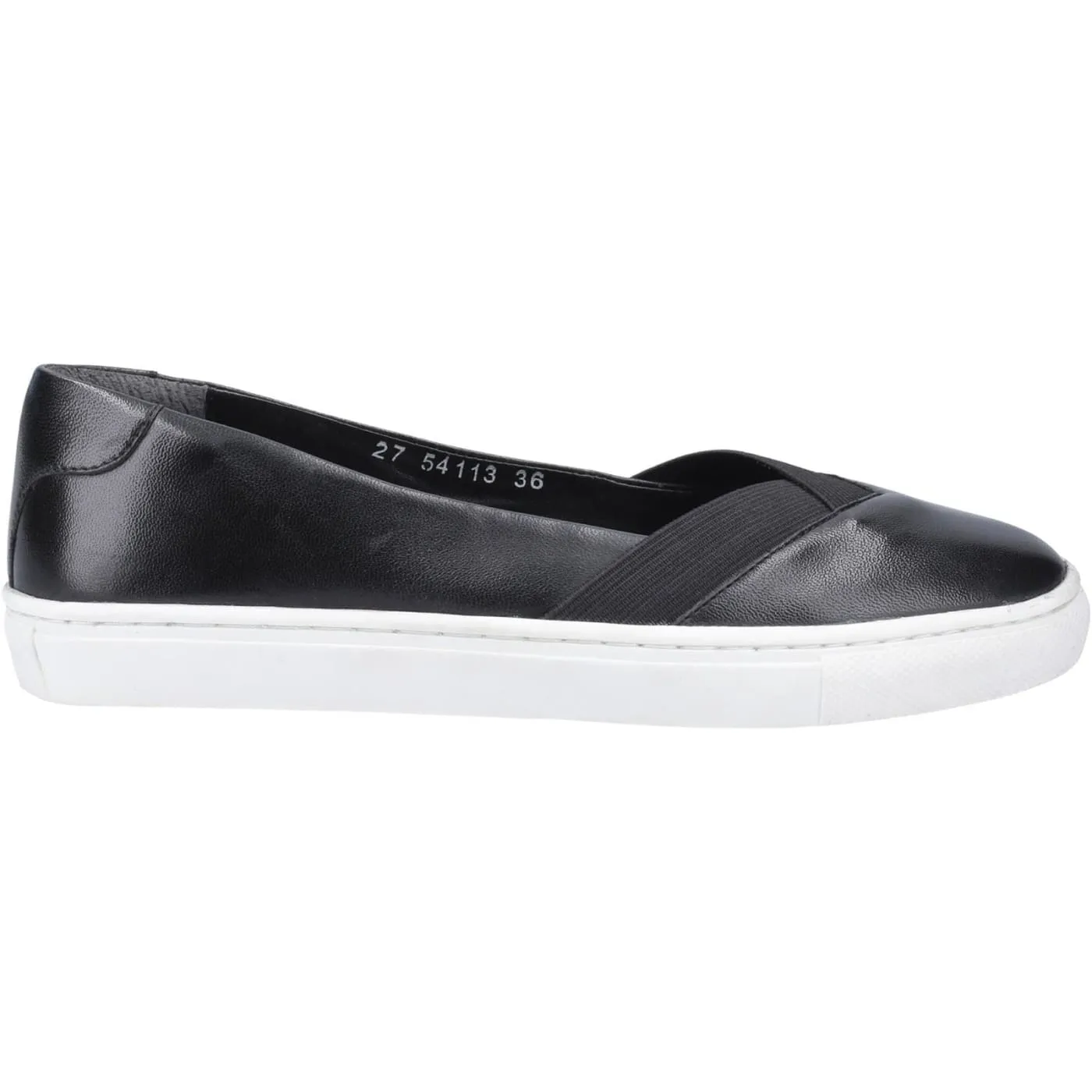 Hush Puppies Tiffany Black Ladies Smooth Leather Slip Ons