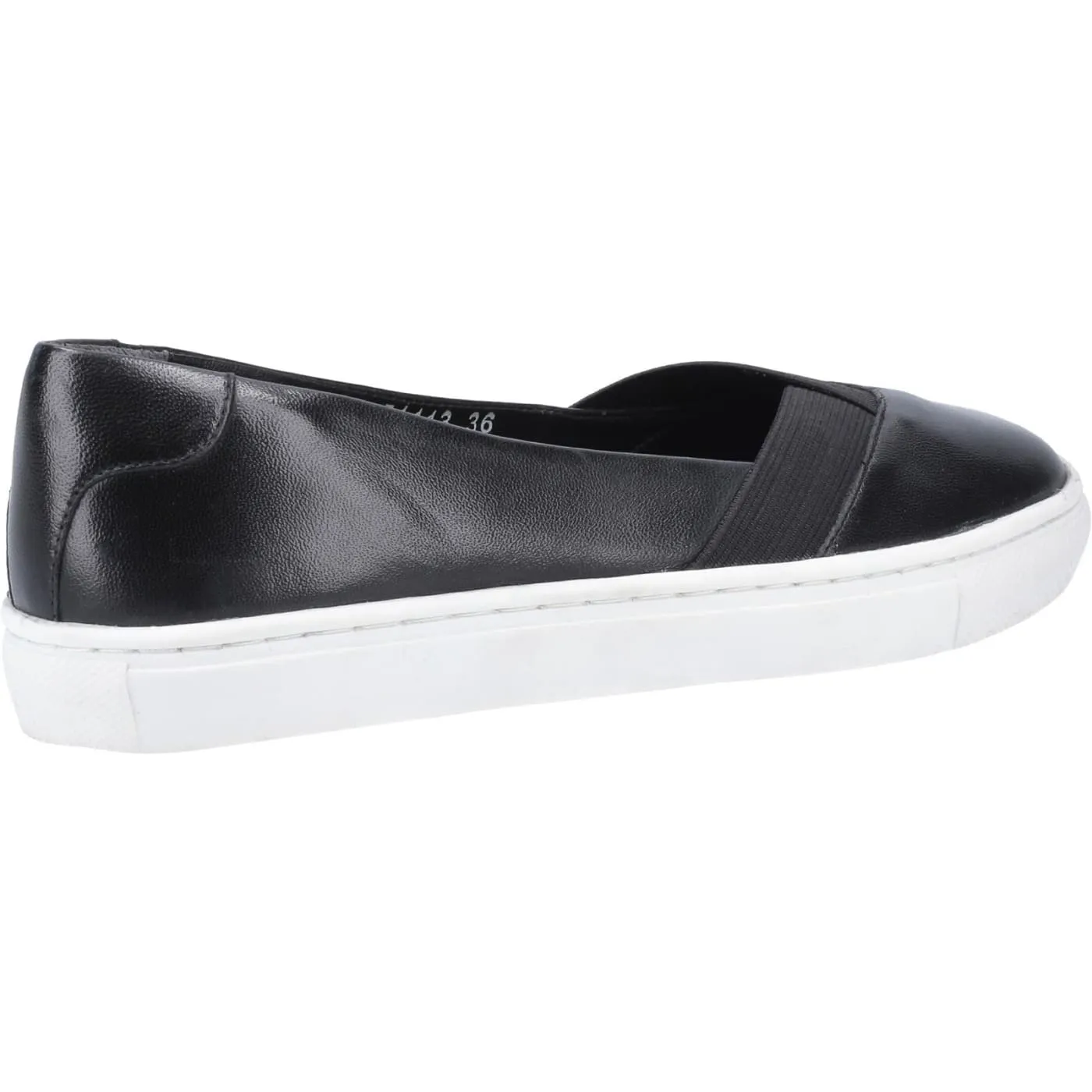 Hush Puppies Tiffany Black Ladies Smooth Leather Slip Ons