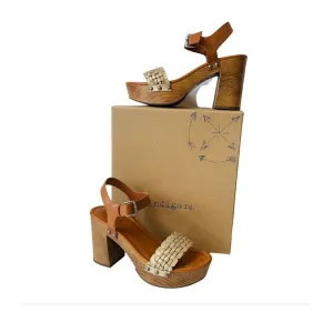 Indigo Rd Daft Wooden Platform Heel Sandals Size 7.5 IDRAFT