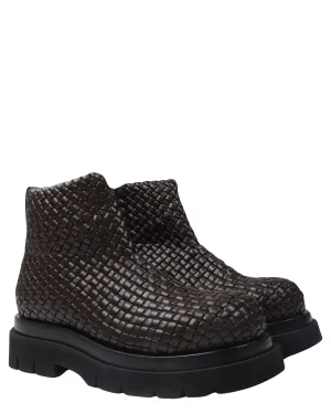 Intrecciato Woven Leather Boots