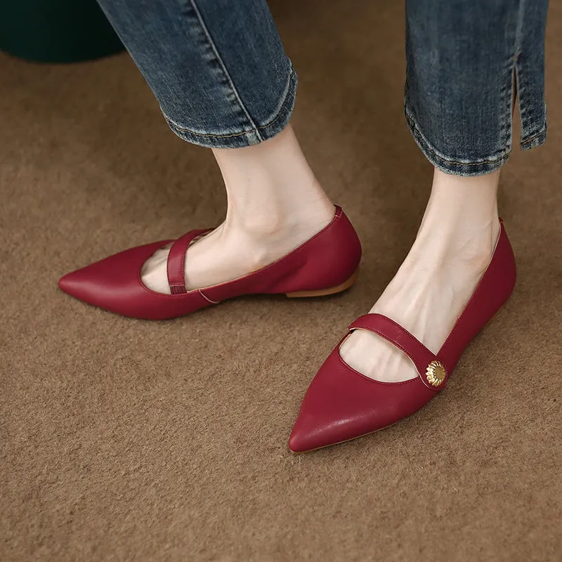 Jael Pointed Toe Burgundy Flats