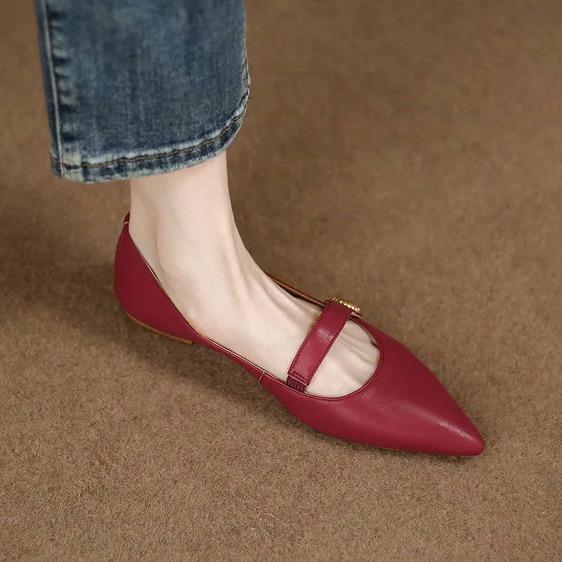 Jael Pointed Toe Burgundy Flats