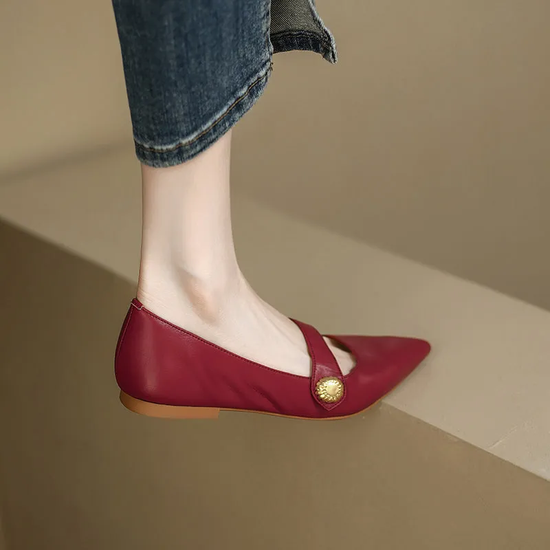 Jael Pointed Toe Burgundy Flats
