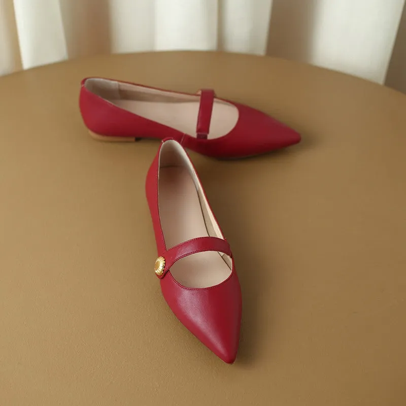 Jael Pointed Toe Burgundy Flats