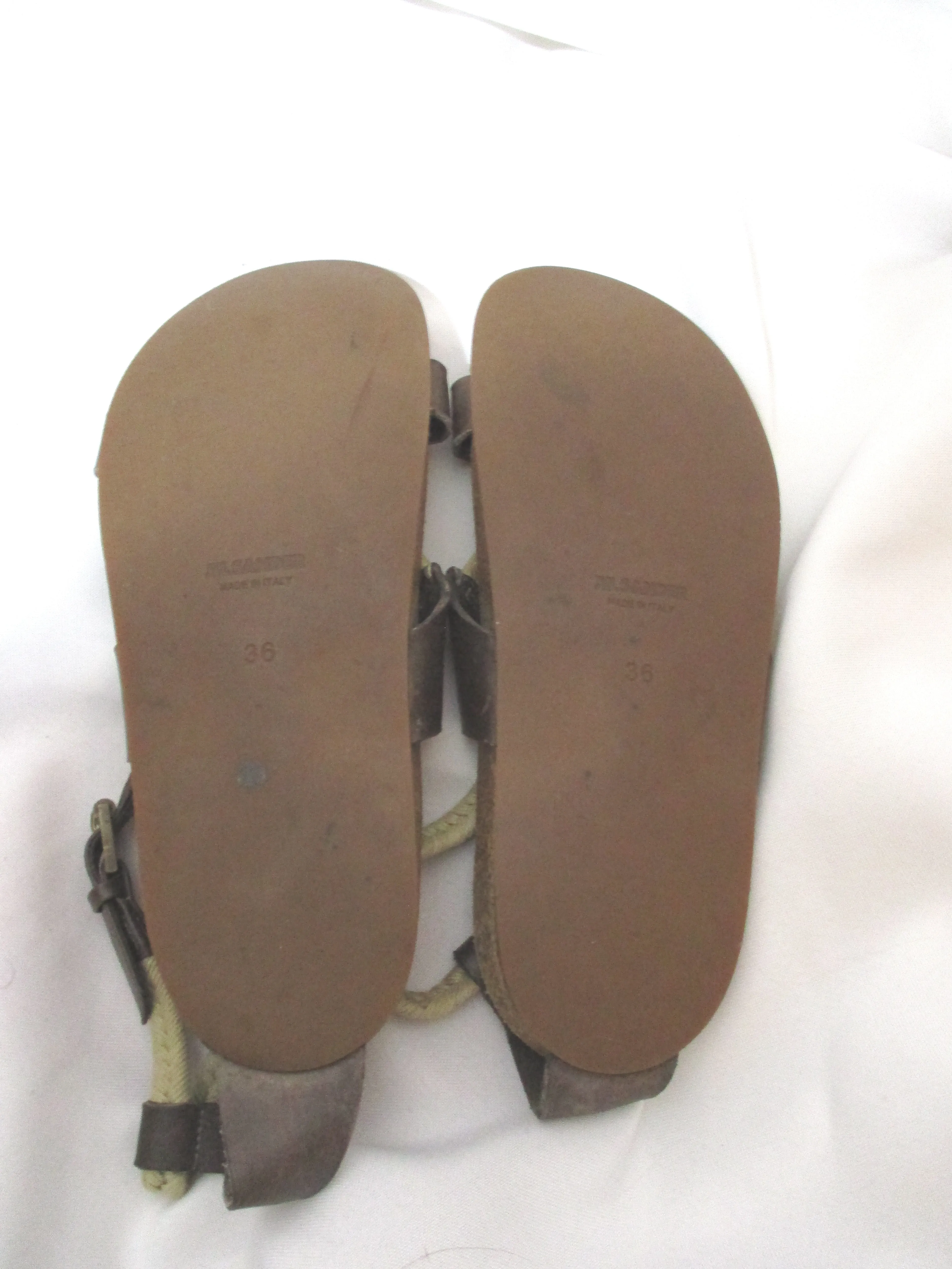 JIL SANDER Braided ROPE SANDAL Flat Shoe Slip-on 36 Boho BROWN BEIGE