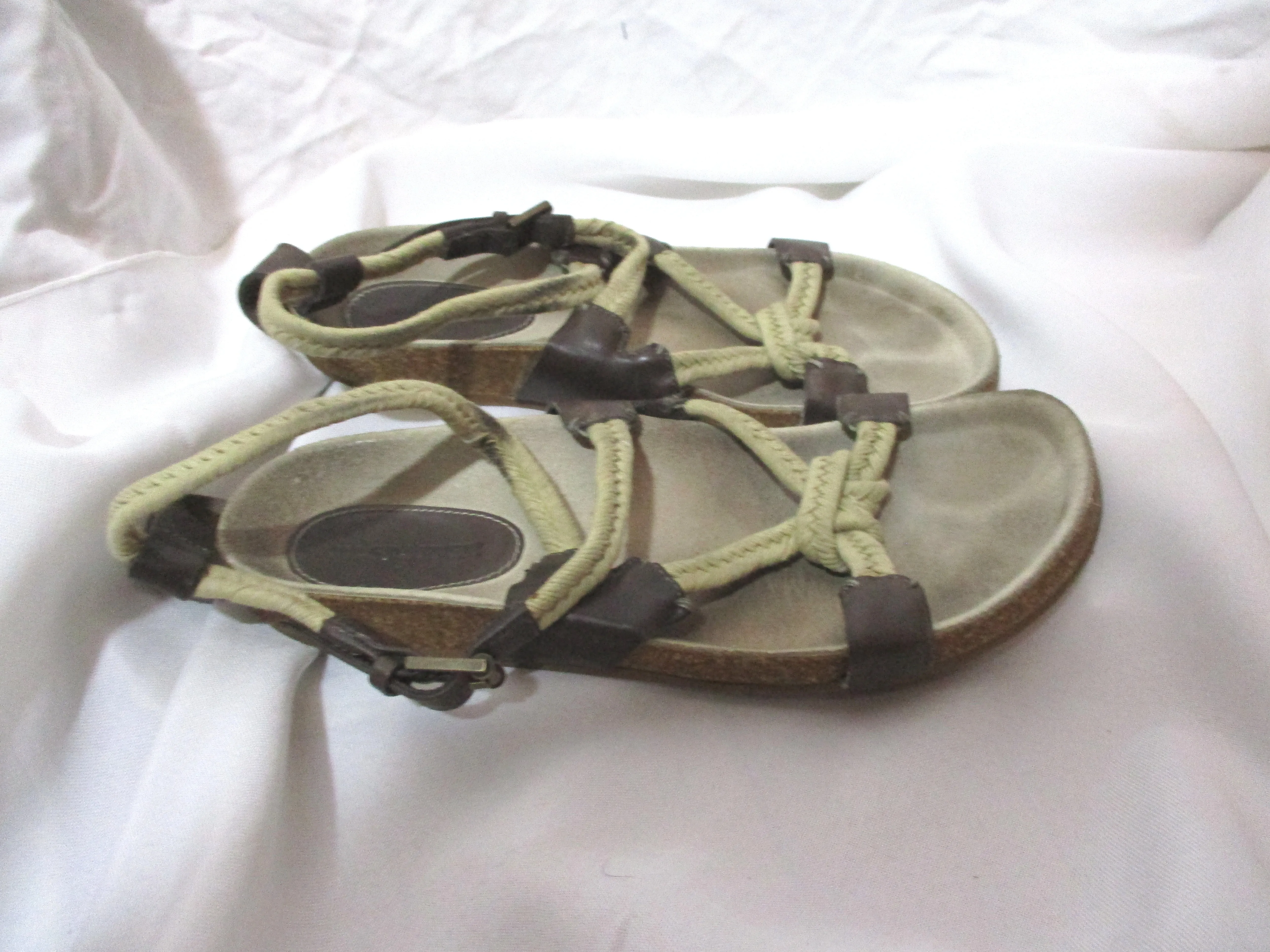 JIL SANDER Braided ROPE SANDAL Flat Shoe Slip-on 36 Boho BROWN BEIGE