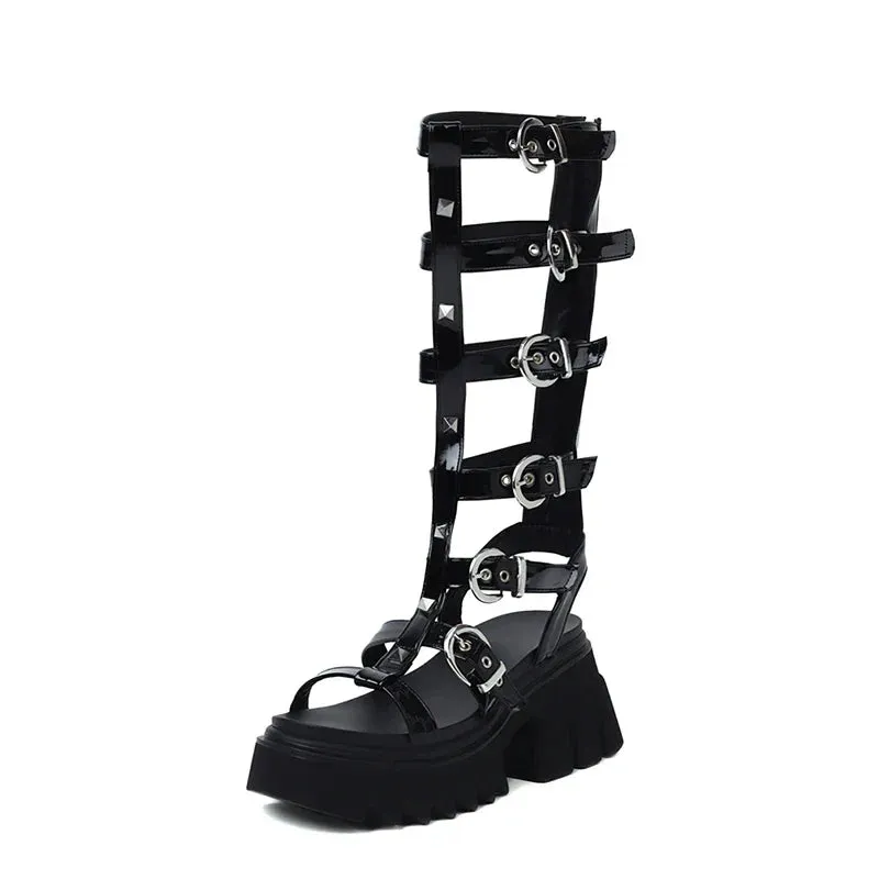 Joskaa 2024 New Chunky Gladiator Sandals Black