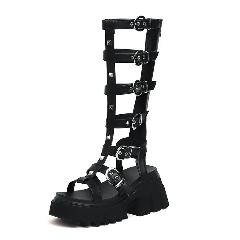 Joskaa 2024 New Chunky Gladiator Sandals Black