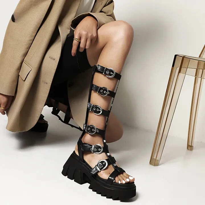 Joskaa 2024 New Chunky Gladiator Sandals Black