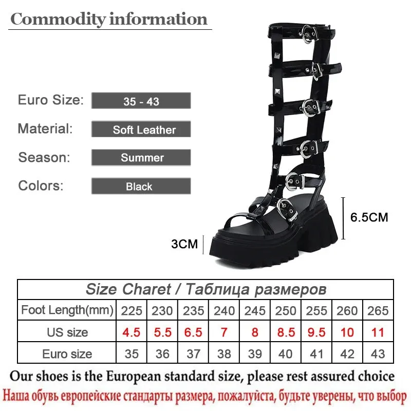 Joskaa 2024 New Chunky Gladiator Sandals Black