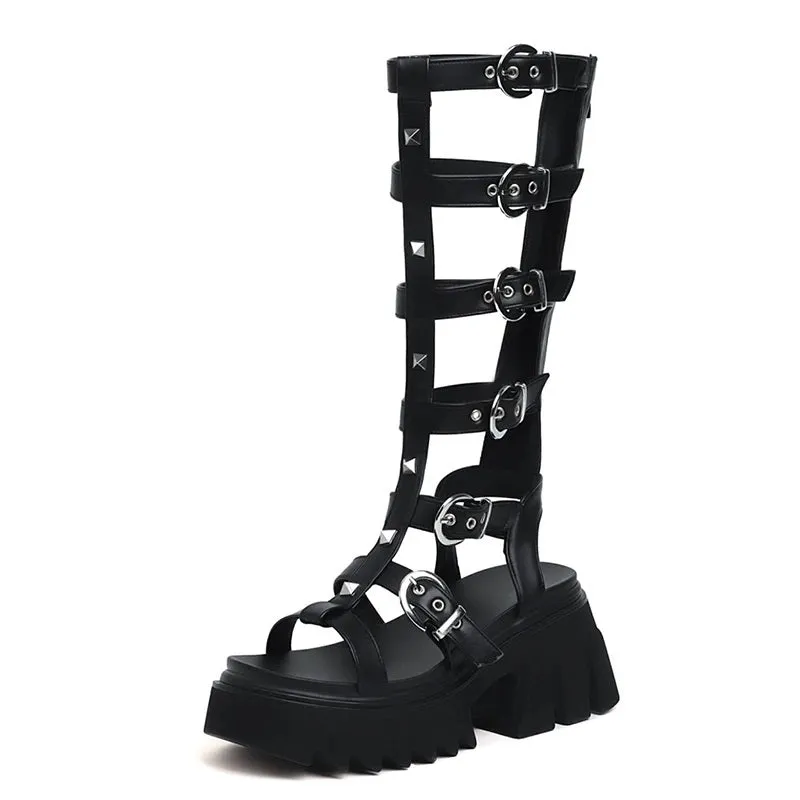 Joskaa 2024 New Chunky Gladiator Sandals Black