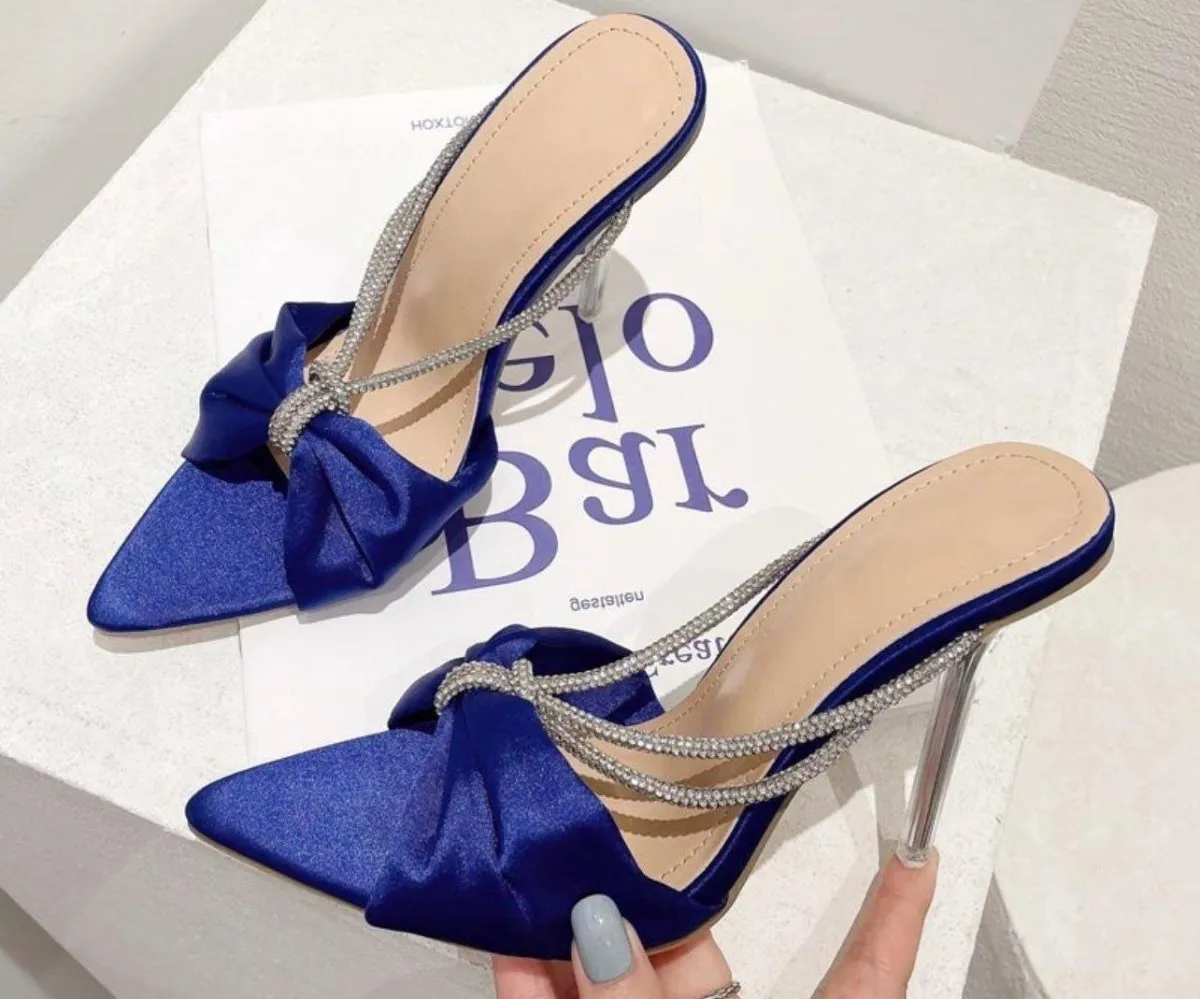 Ladonna Satin Rhinestone Rope Stiletto Heels
