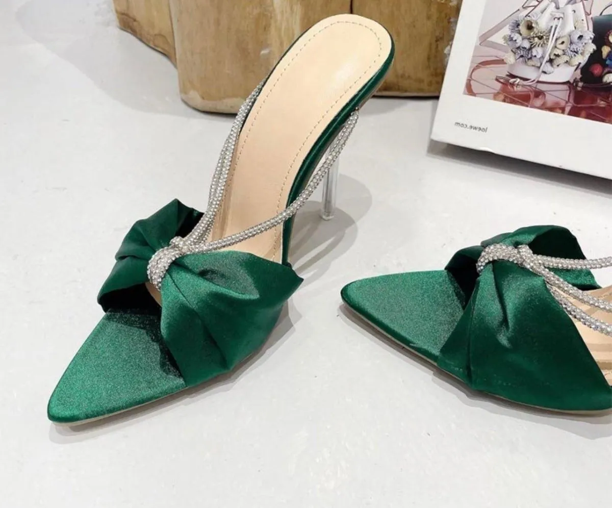 Ladonna Satin Rhinestone Rope Stiletto Heels
