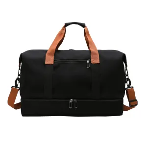 Large Capacity Travel Bag Duffel Bag with Wet and Dry Compartments Black
