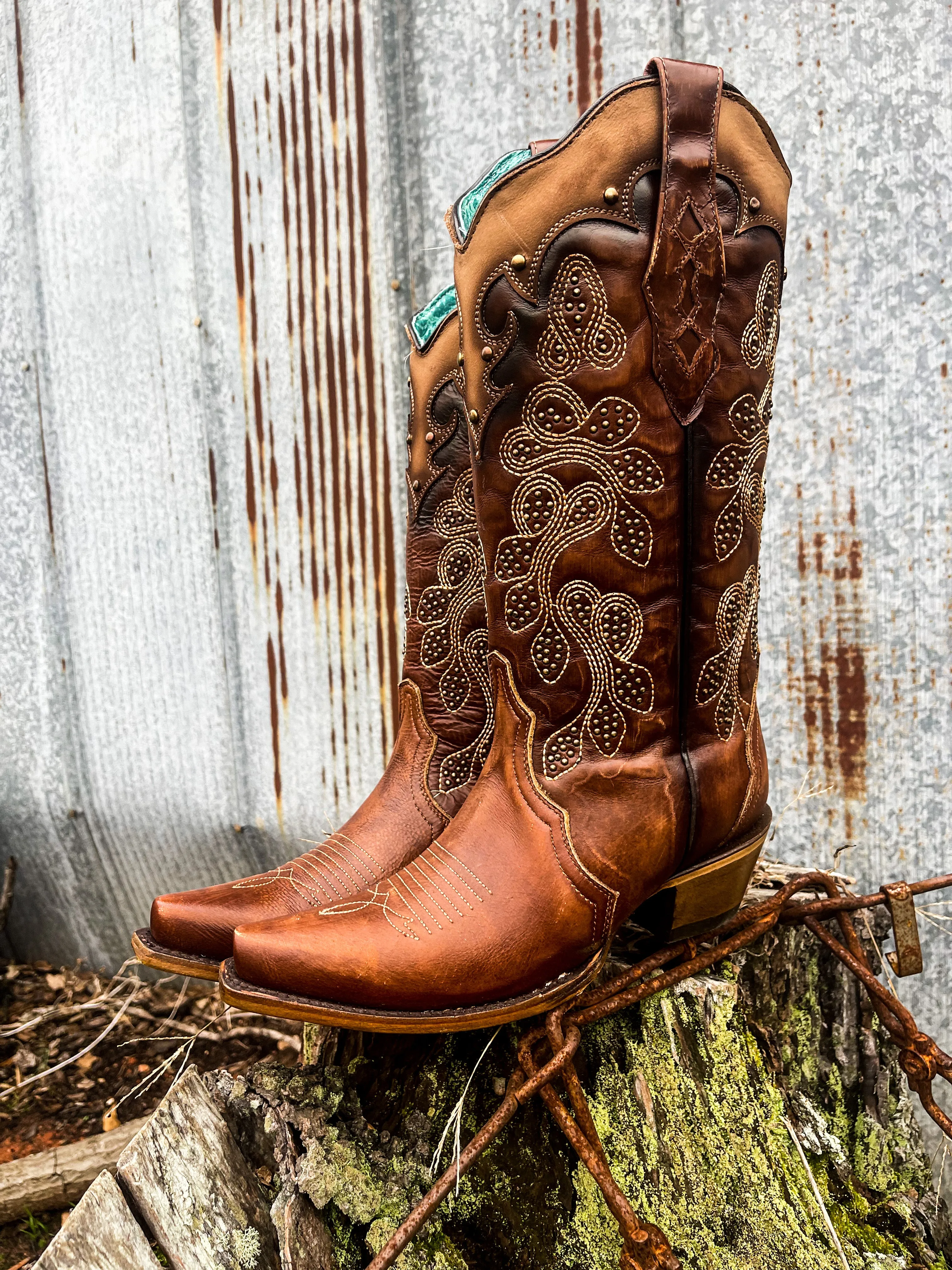 LD Tan Overlay & Embroidery & Studs