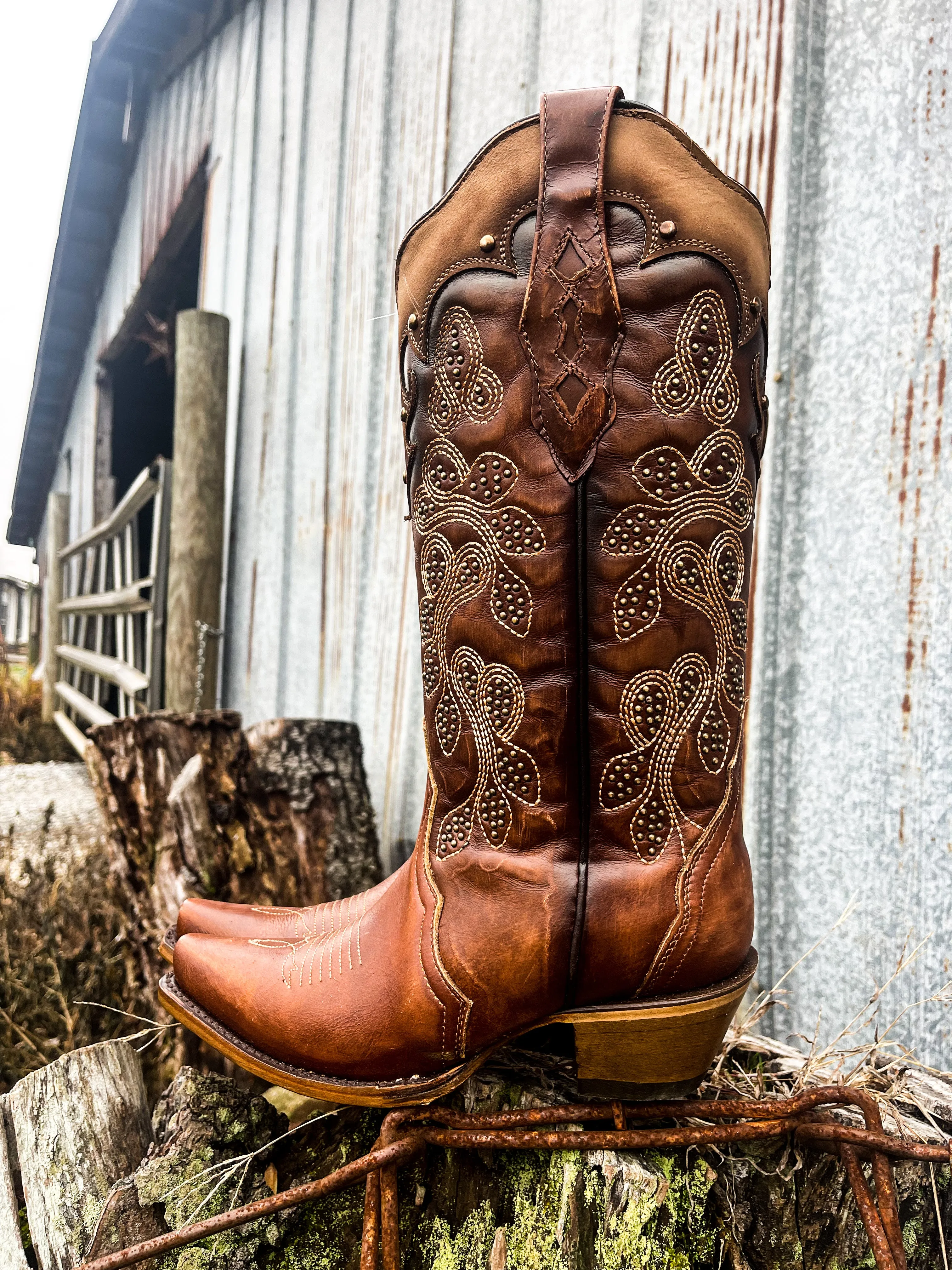 LD Tan Overlay & Embroidery & Studs