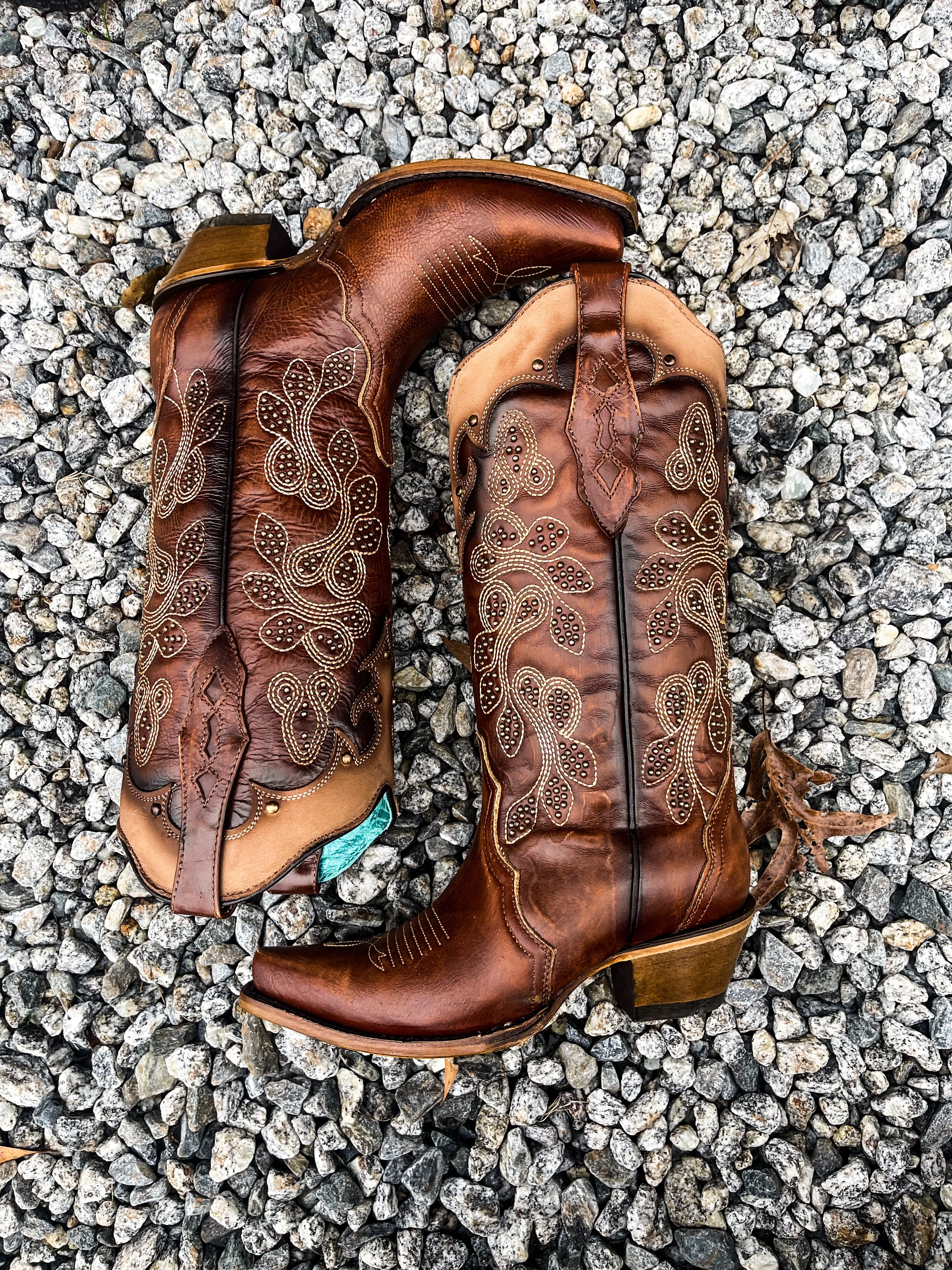LD Tan Overlay & Embroidery & Studs