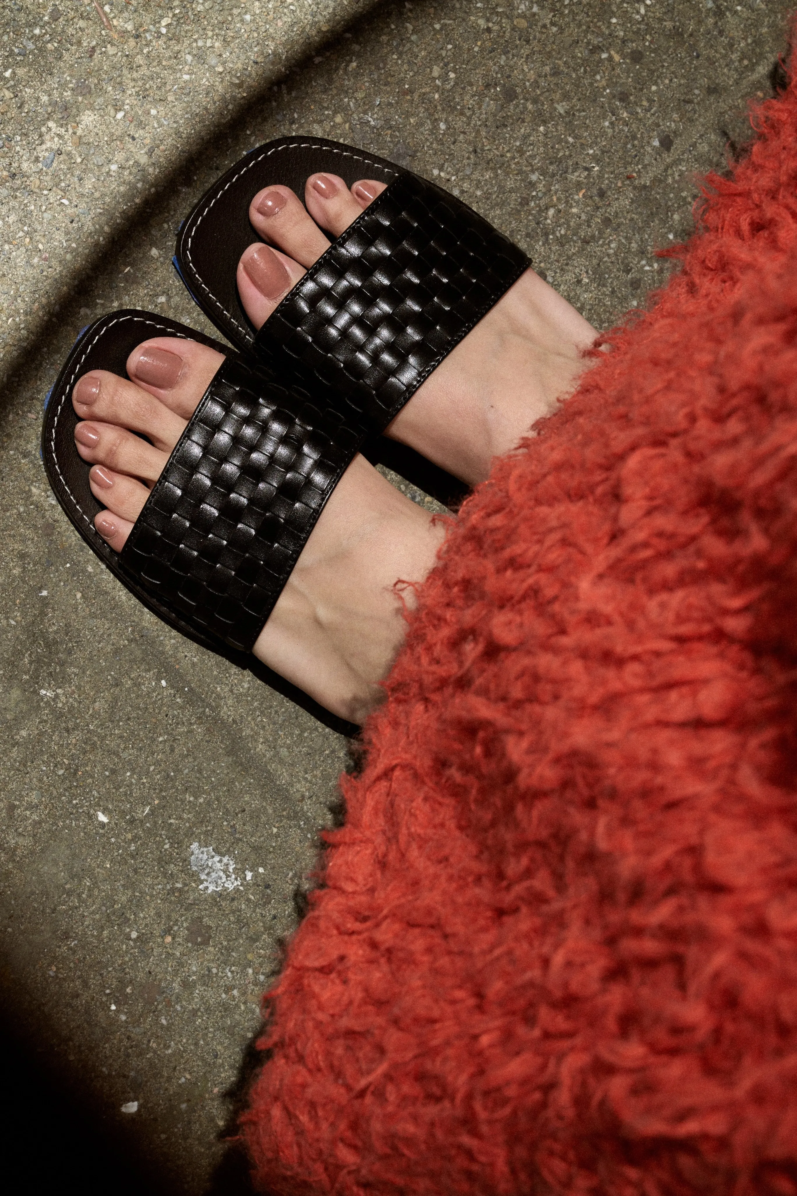 Link Woven Leather Sandals