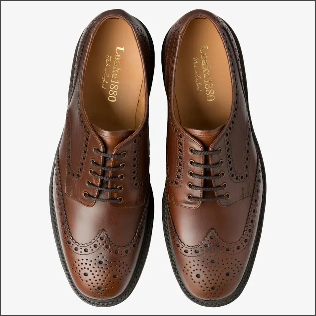 Loake Chester Brown Brogue Shoe Rubber Sole--