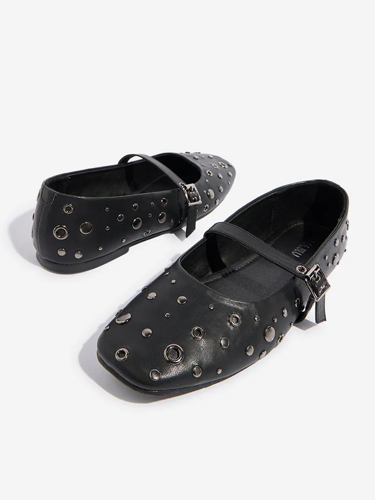 LUNA BLU Black Stud-Detailed Mary Jane Shoes