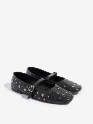 LUNA BLU Black Stud-Detailed Mary Jane Shoes