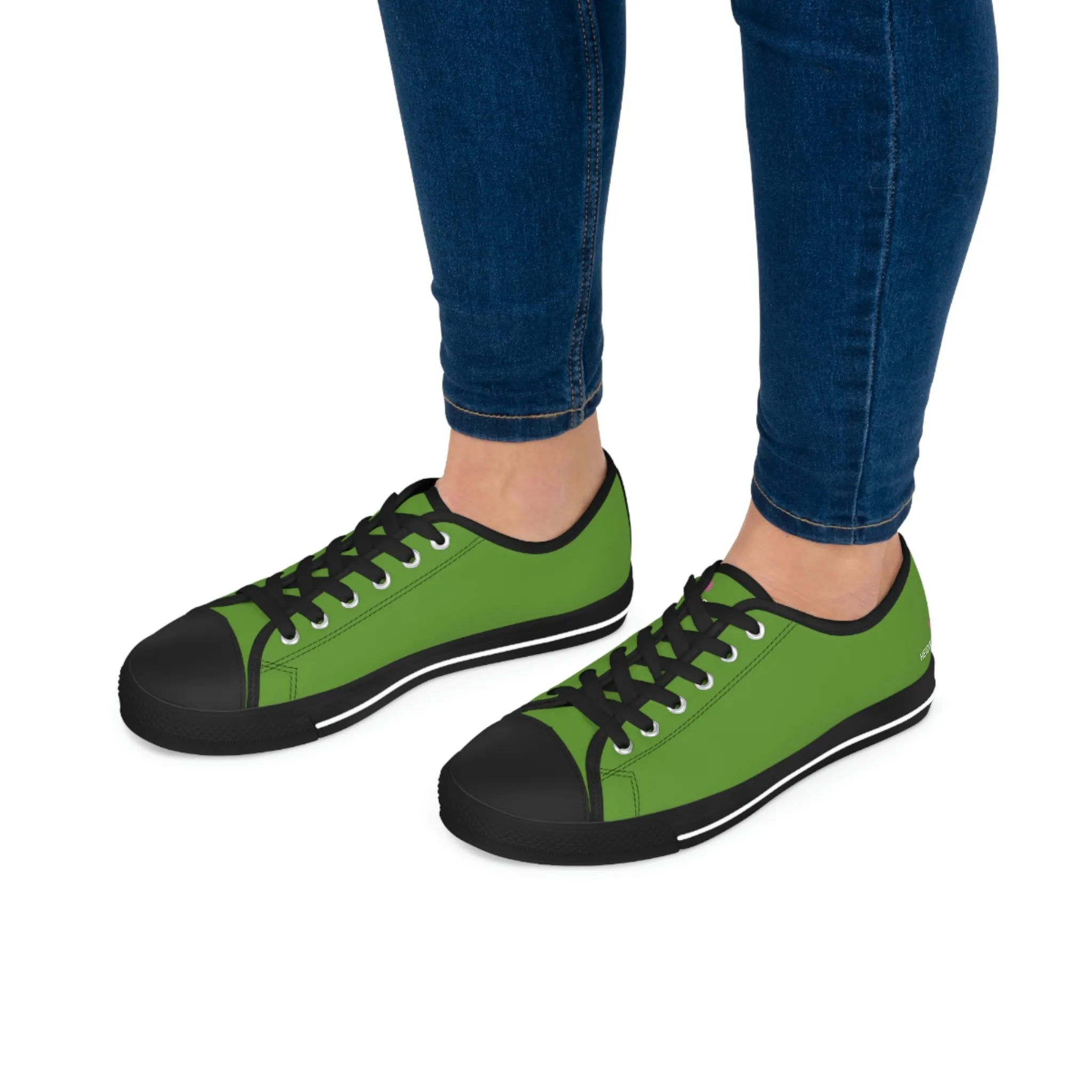 Matcha Green Print Ladies' Sneakers, Green Solid Color Best Designer Canvas Fashion Women's Low Top Sneakers (US Size: 5.5-12)