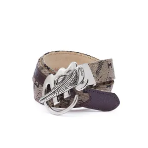 Mauri AB6 Men's Brown Sport Rust & Taupe Ostrich Leg / Fabric Belt (MAB1004)