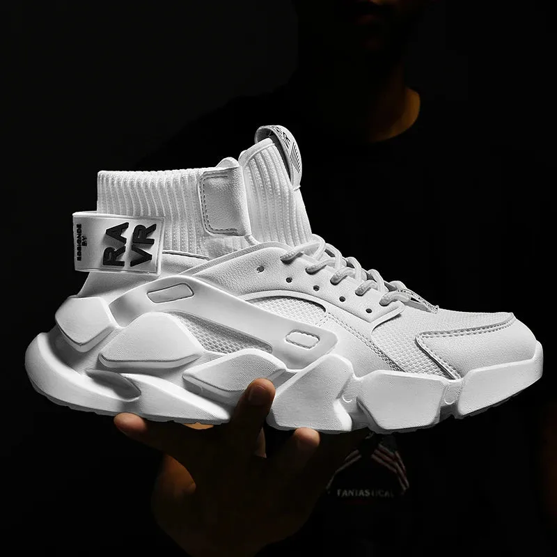 Men's Breathable Sneakers Chunky Men Height Increasing Shoes Plus Size Zapatillas Damping Tennis Sock Shoes