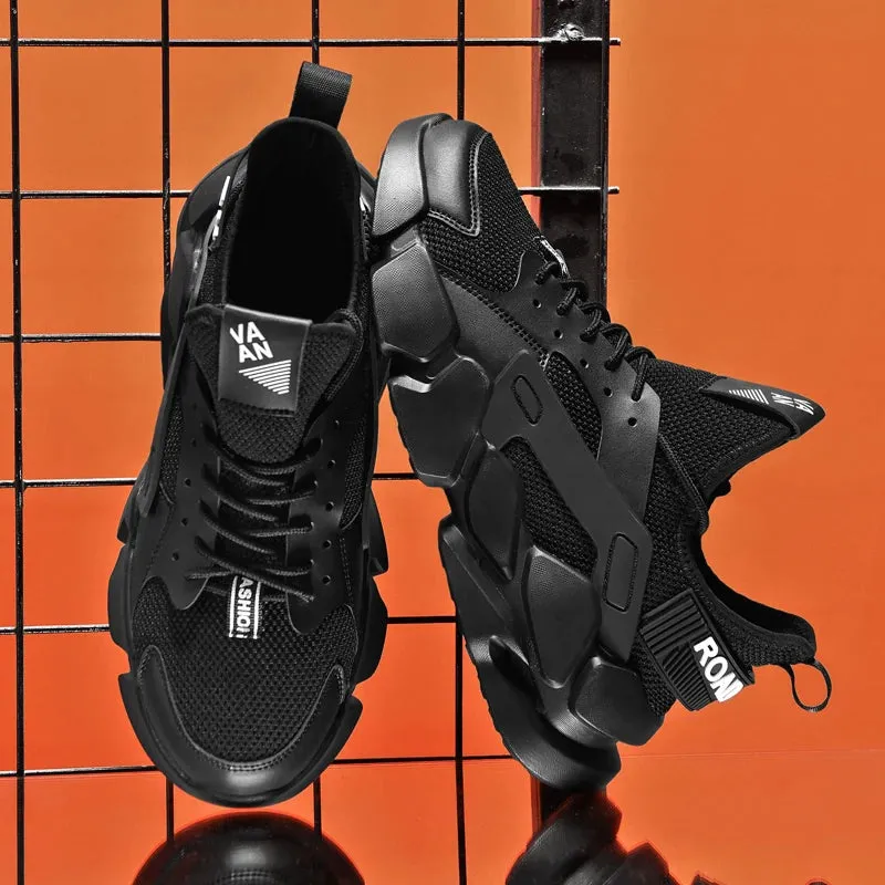 Men's Breathable Sneakers Chunky Men Height Increasing Shoes Plus Size Zapatillas Damping Tennis Sock Shoes