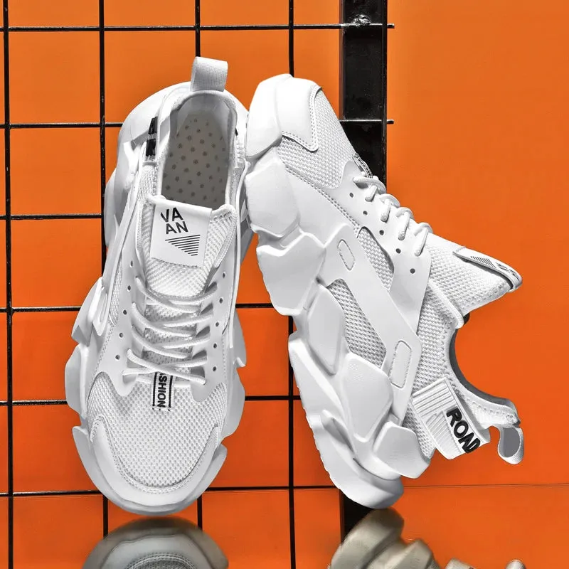 Men's Breathable Sneakers Chunky Men Height Increasing Shoes Plus Size Zapatillas Damping Tennis Sock Shoes