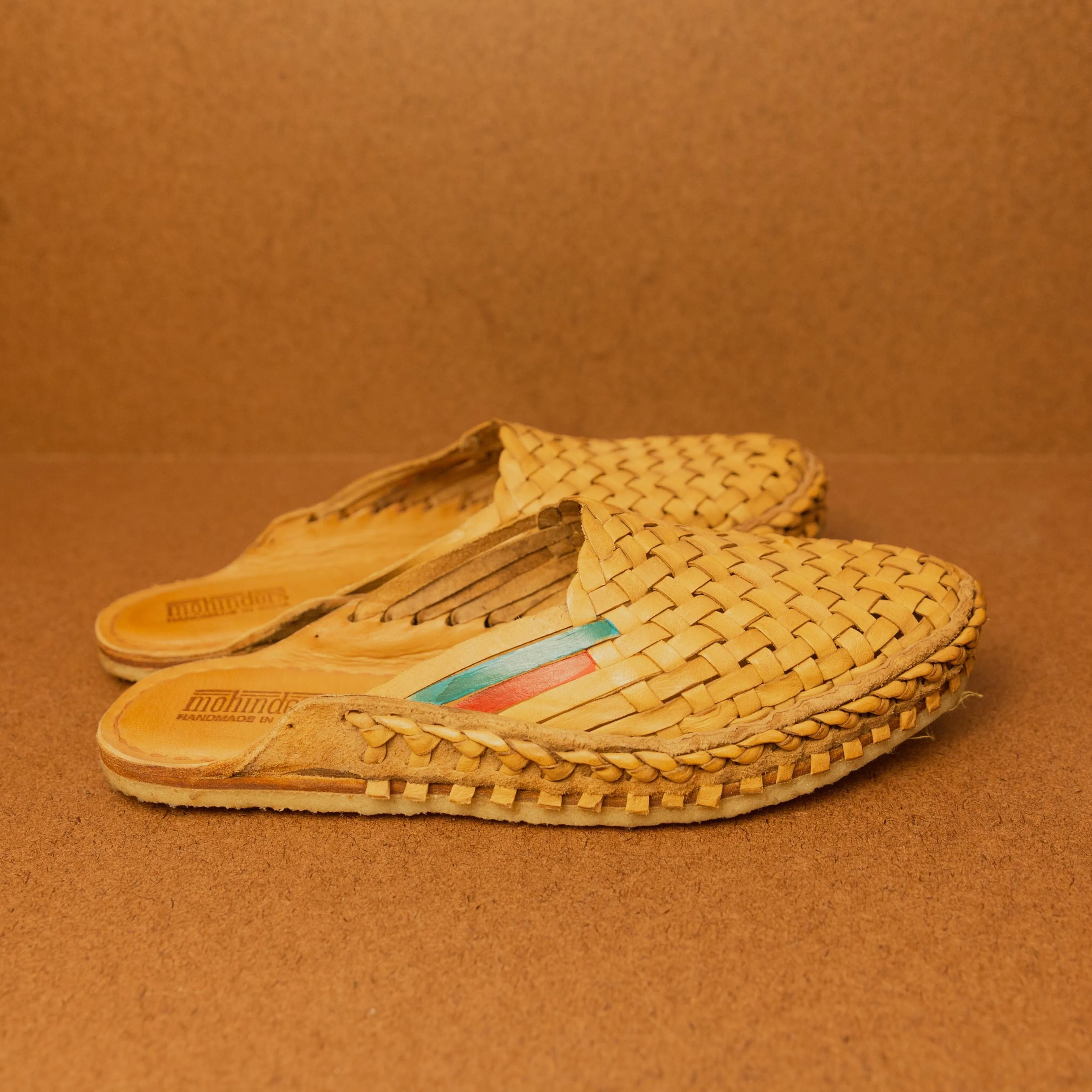 Mohinders Men's Woven City Slippers in Honey with Stripe