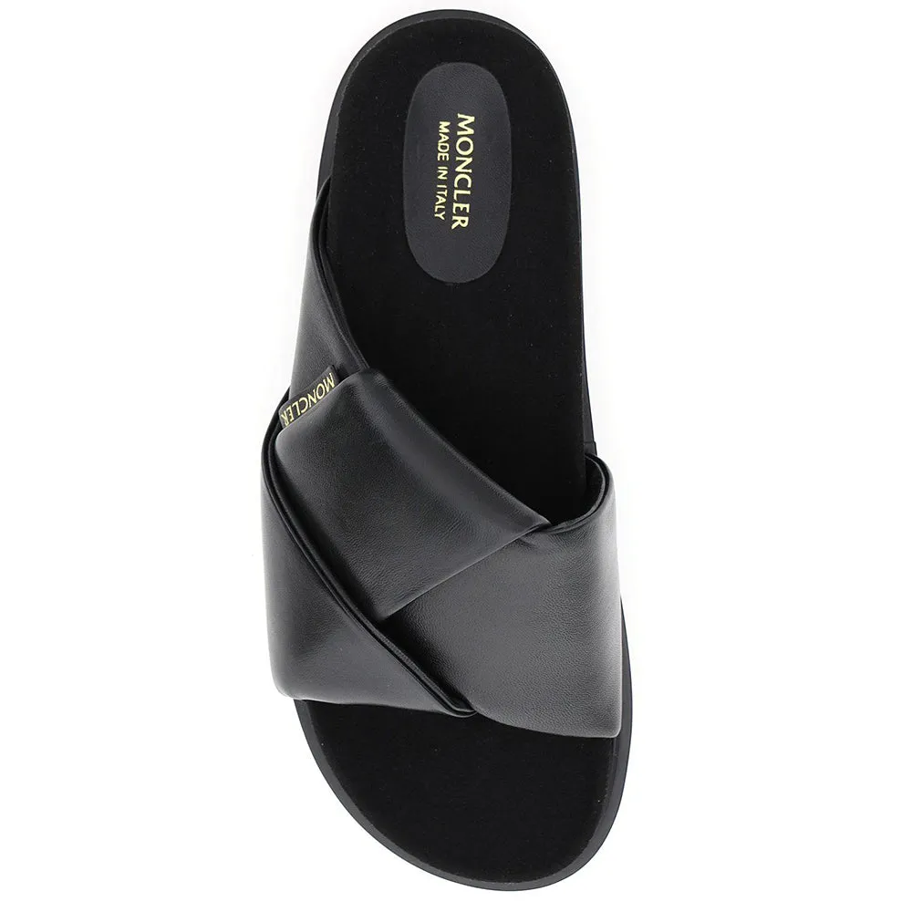 Moncler Women's Fantine Leather Woven Sandal Black
