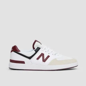 New Balance Court 574 Shoes - White/Crimson