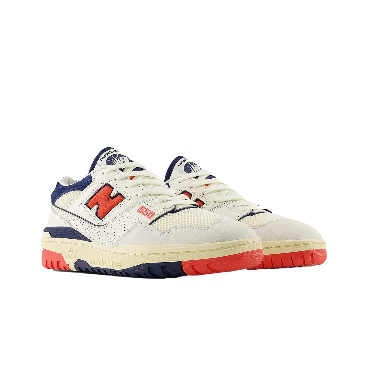 New Balance Mens 550 Sea Salt Pack Casual Sneakers BB550CPB Sea Salt/Blast Red