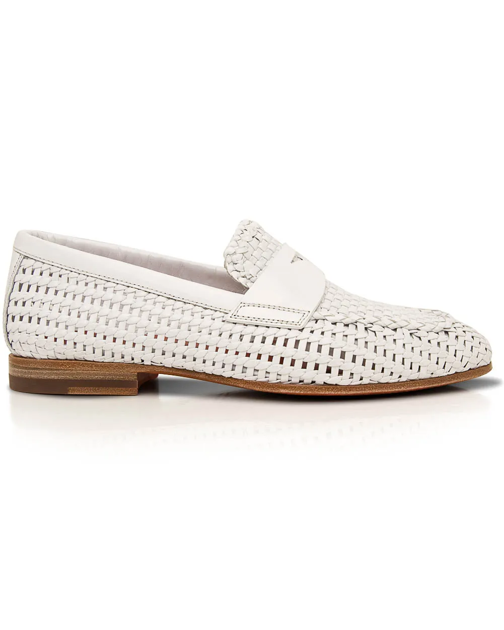 Nicole Woven Leather Loafer in White