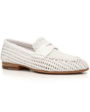 Nicole Woven Leather Loafer in White