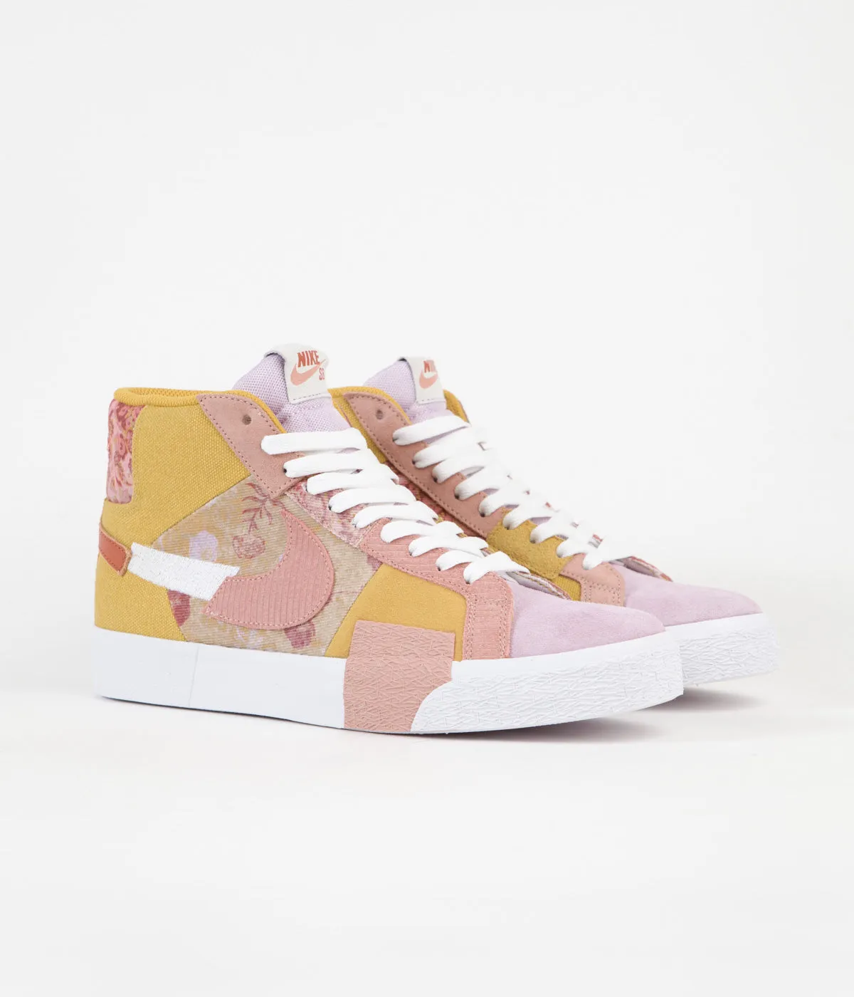 Nike SB Blazer Mid Premium Shoes - Sanded Gold / White - Burnt Sunrise