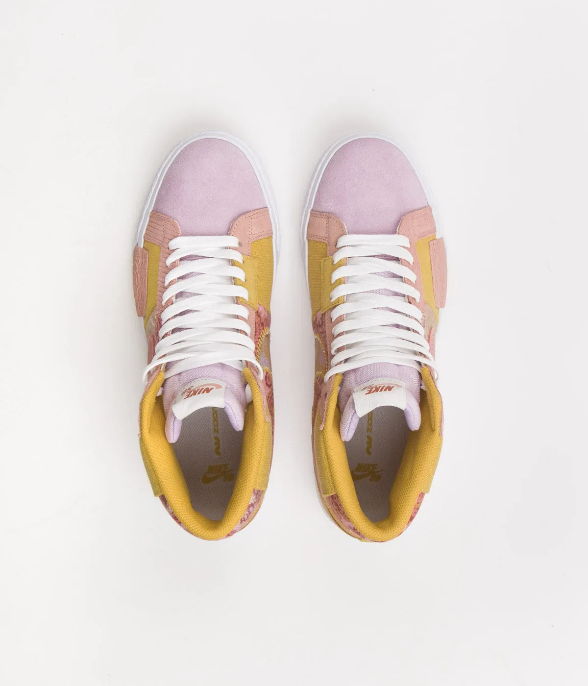Nike SB Blazer Mid Premium Shoes - Sanded Gold / White - Burnt Sunrise