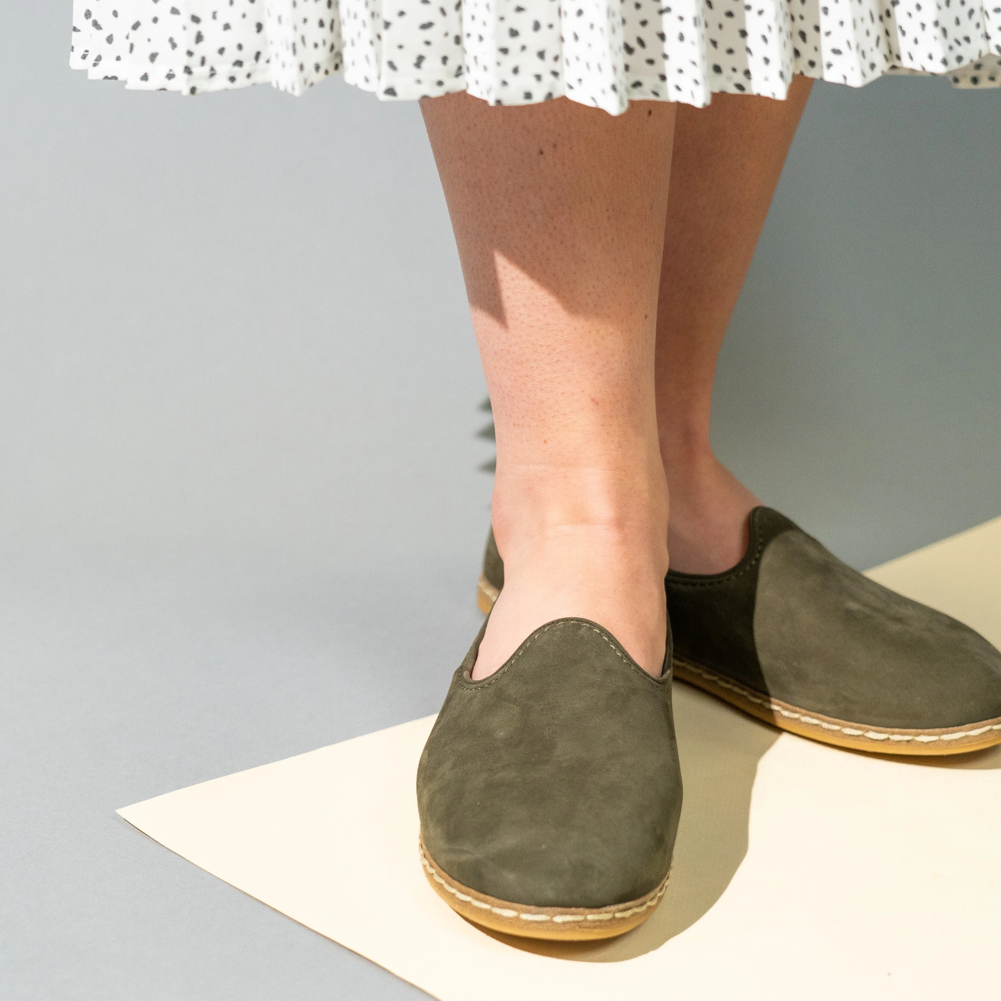 Olive Nubuck Slip-On