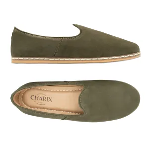 Olive Nubuck Slip-On